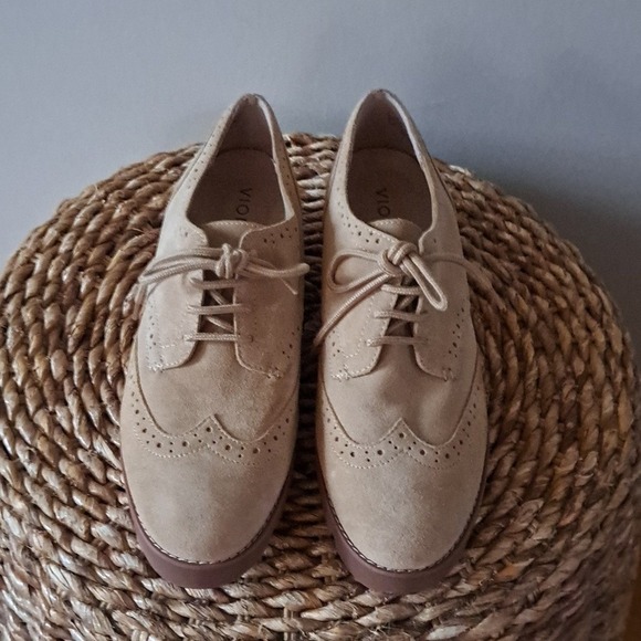 Vionic Womens Alfina Sand/ Tan Suede Leather Lace Up Wingtip Oxford Shoes S-9.5 - Picture 4 of 8